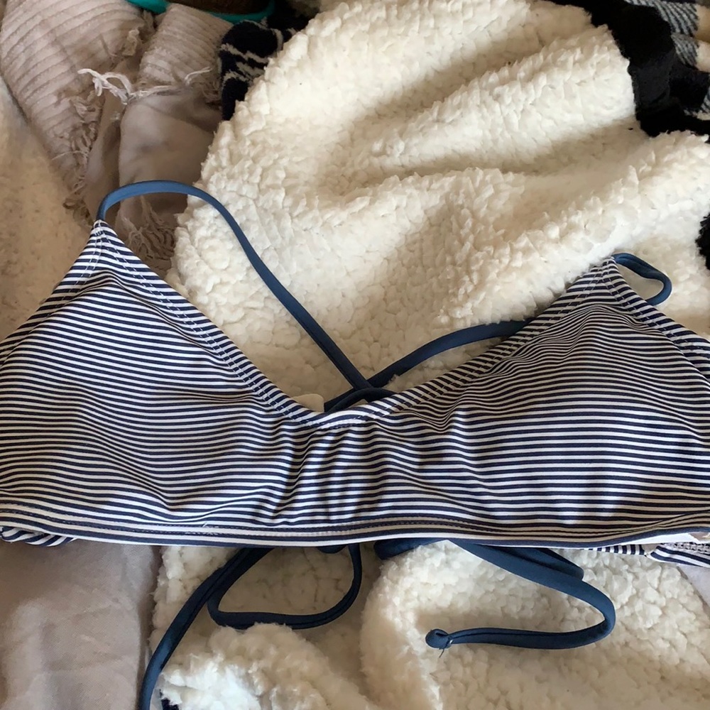 blue stripe bikini top